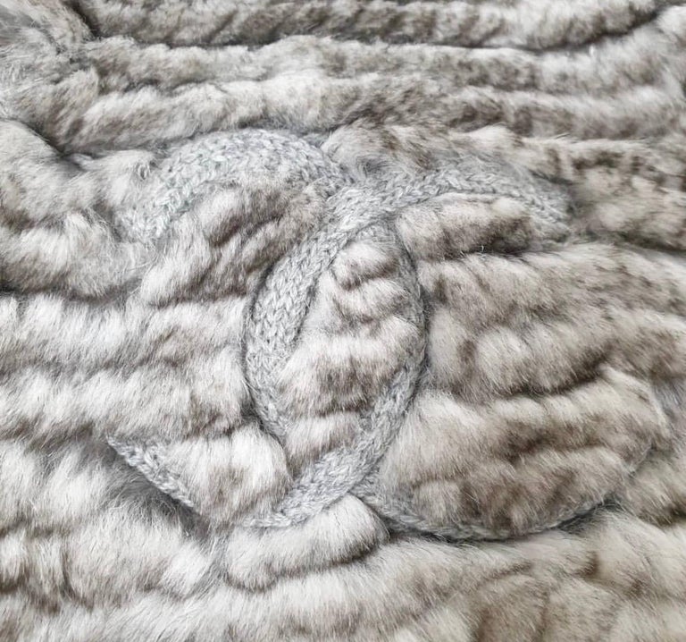 Chanel Limited Edition Orylag Rabbit Fur CC Stole Scarf For Sale at 1stDibs