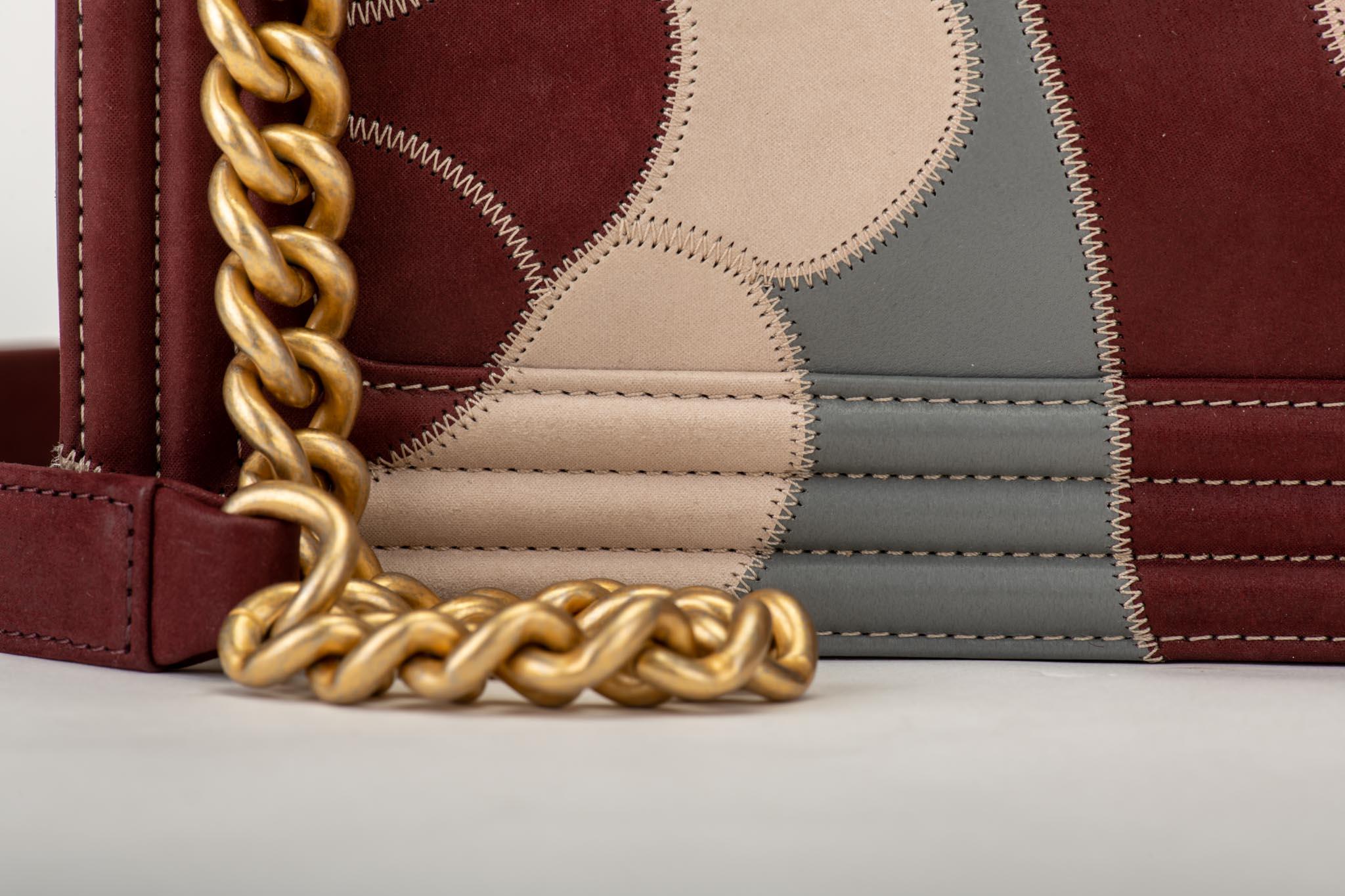 Brown Chanel Limited Edition Patchwork Camelia Boy Bag