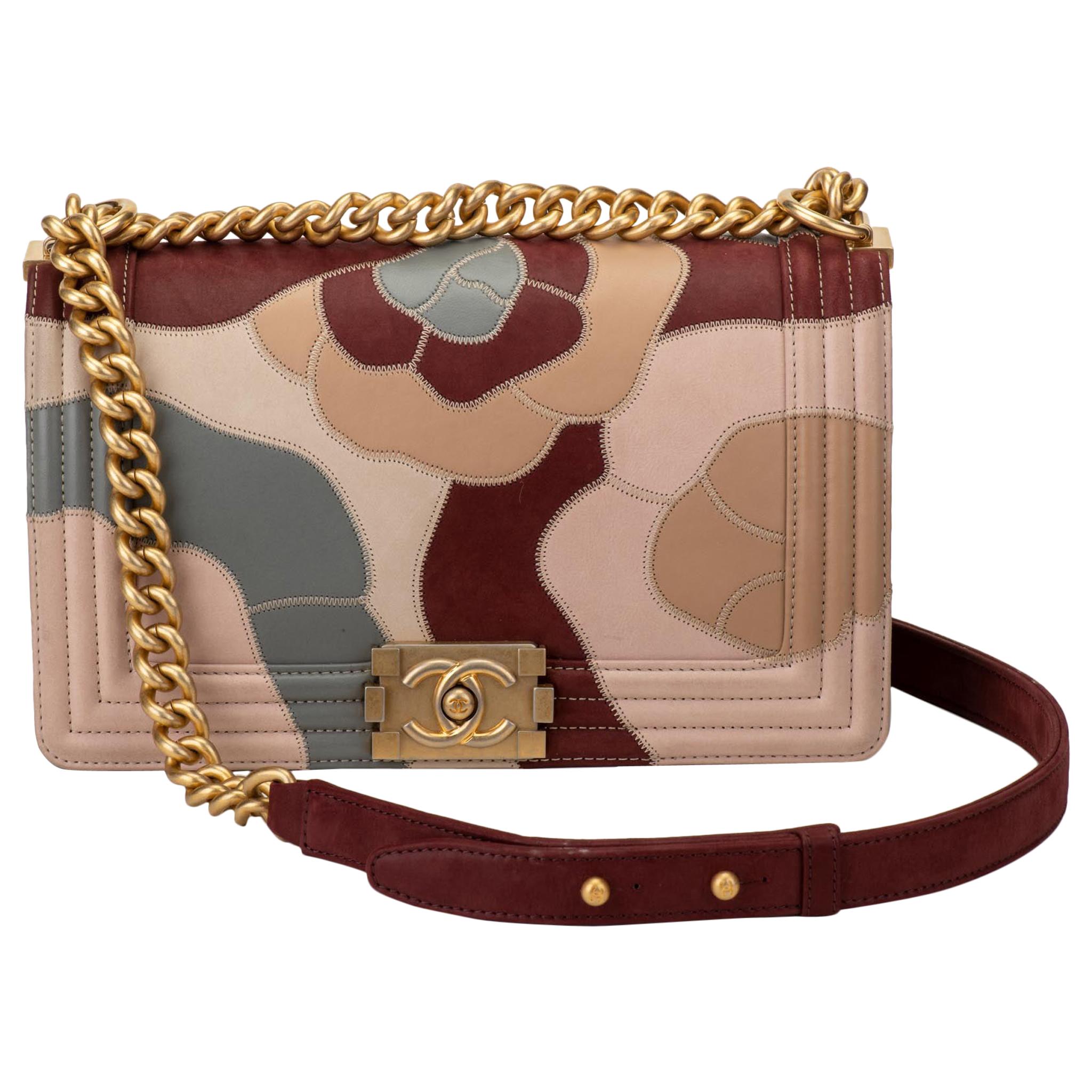 Chanel Limited Edition Patchwork Camelia Boy Bag at 1stDibs