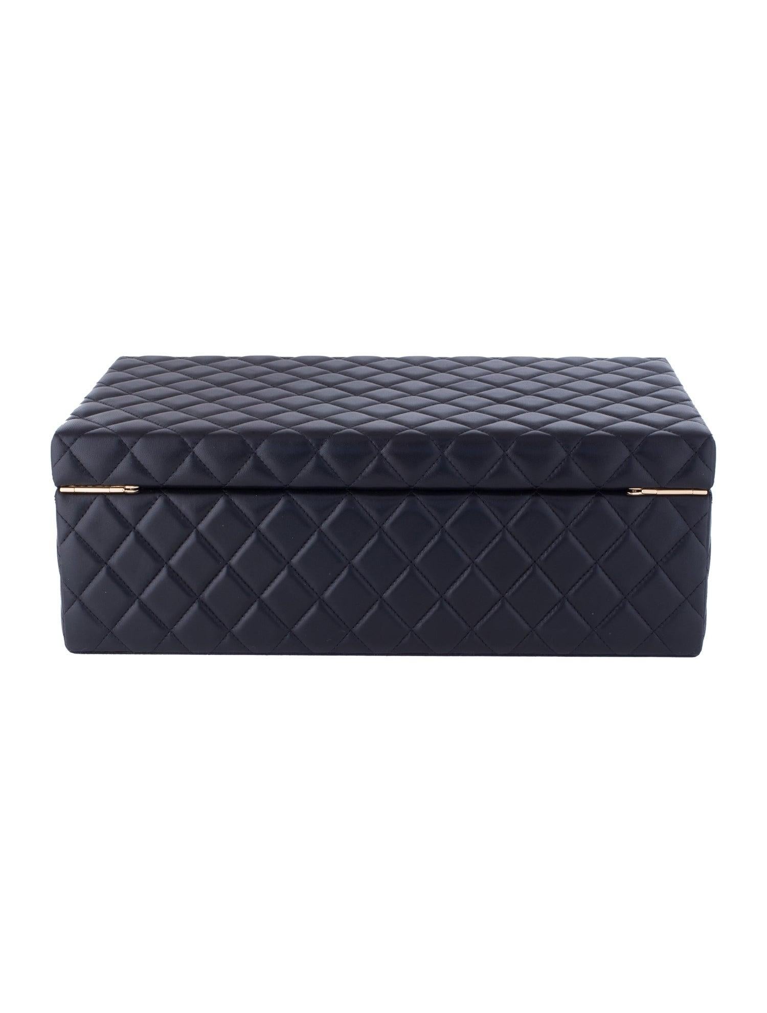 Black Chanel Limited Edition Pearl Lambskin Quilted Leather Rare Jewelry Box Vanity For Sale