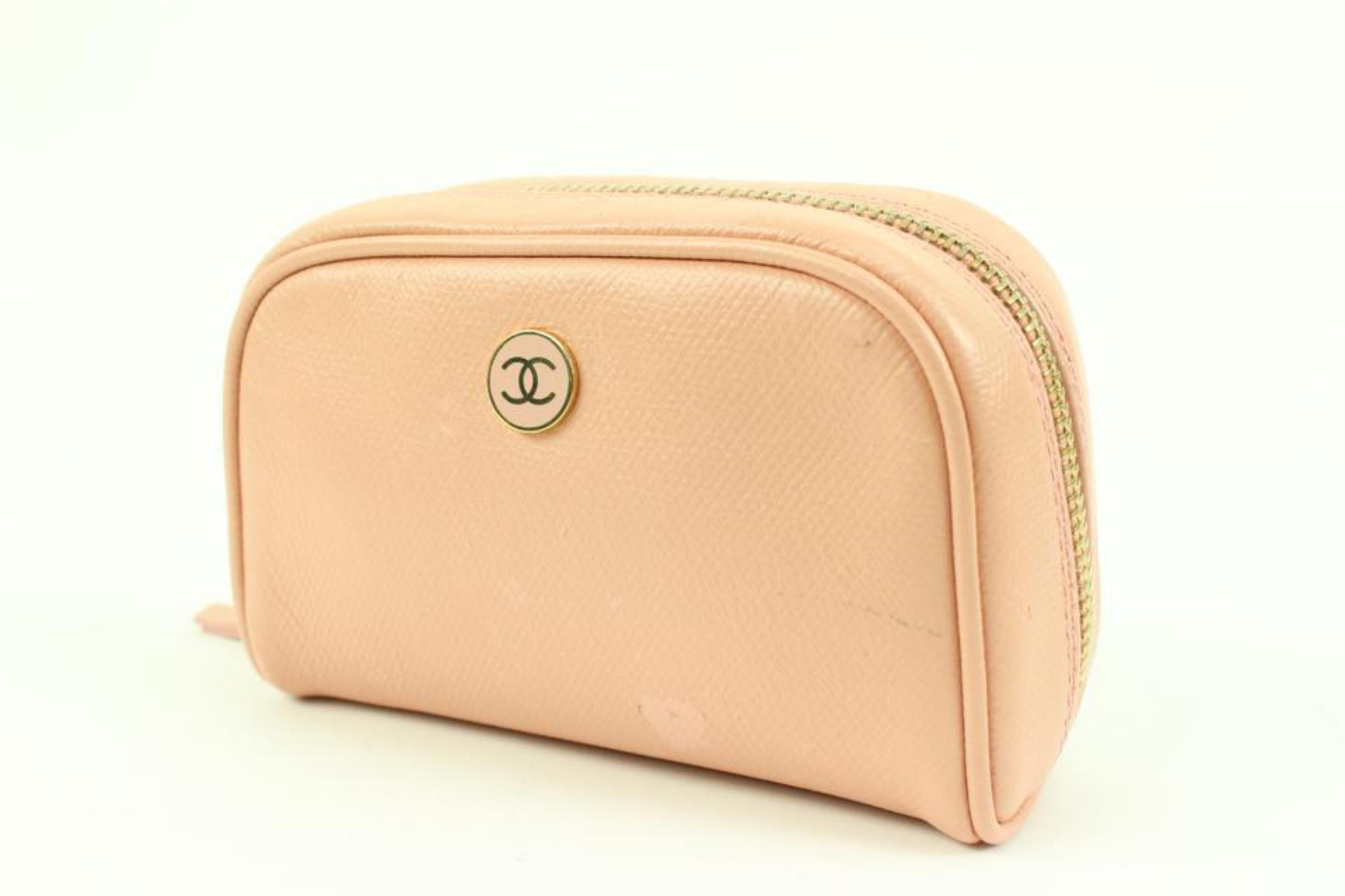 Chanel Limited Edition Pink Calfskin Button Line Cosmetic Pouch 94ck323s
Made In: Italy
Measurements: Length:  5
