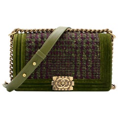 Chanel Limited Edition quilted-tweed & velvet trim Boy Bag