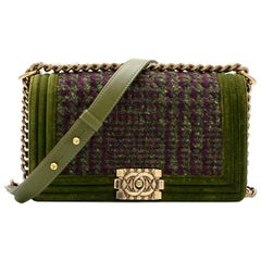 Chanel Limited Edition quilted-tweed & velvet trim Boy Bag 