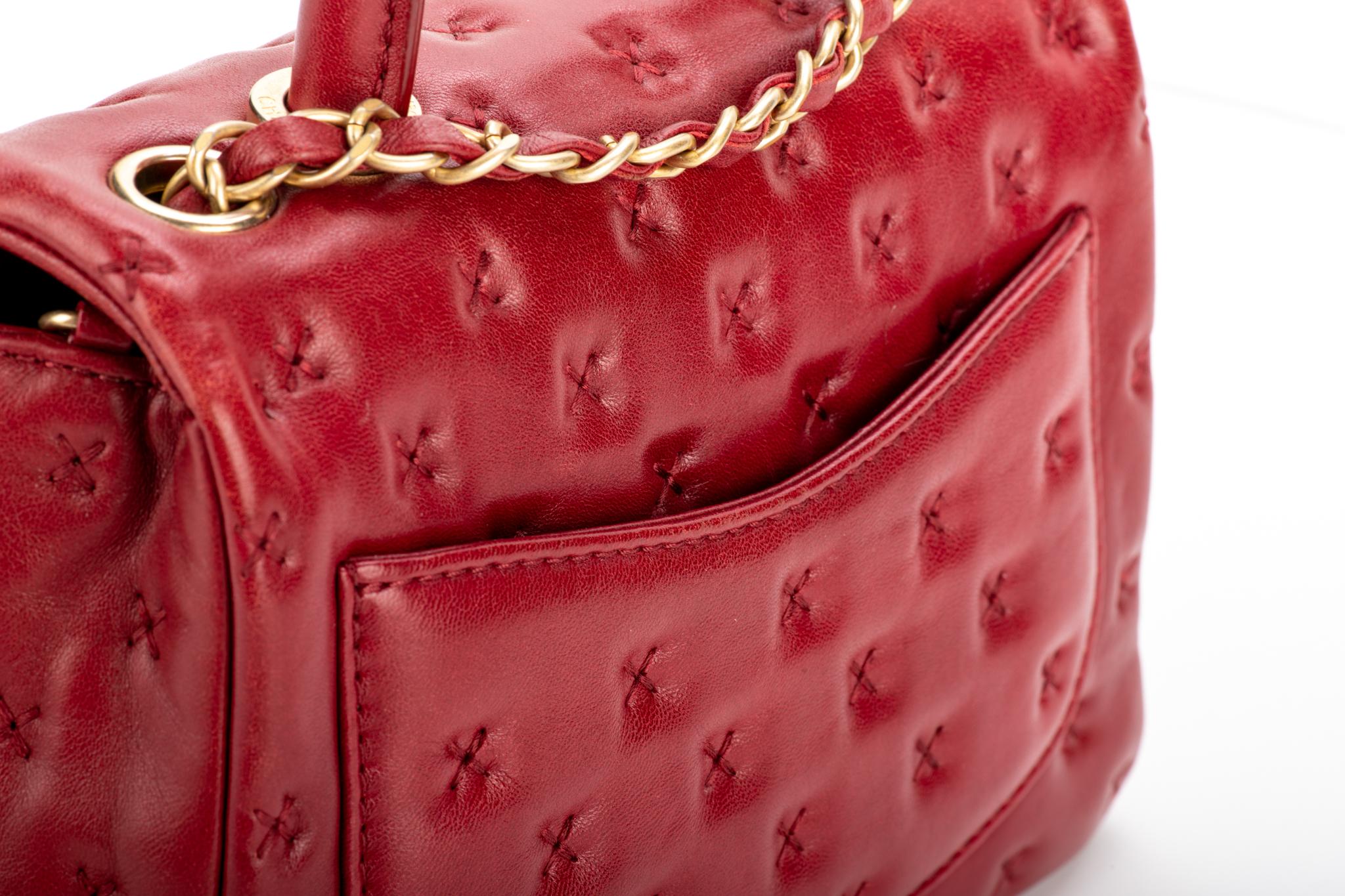 Chanel Limited Edition Red Stitched Coco Handle Bag 4