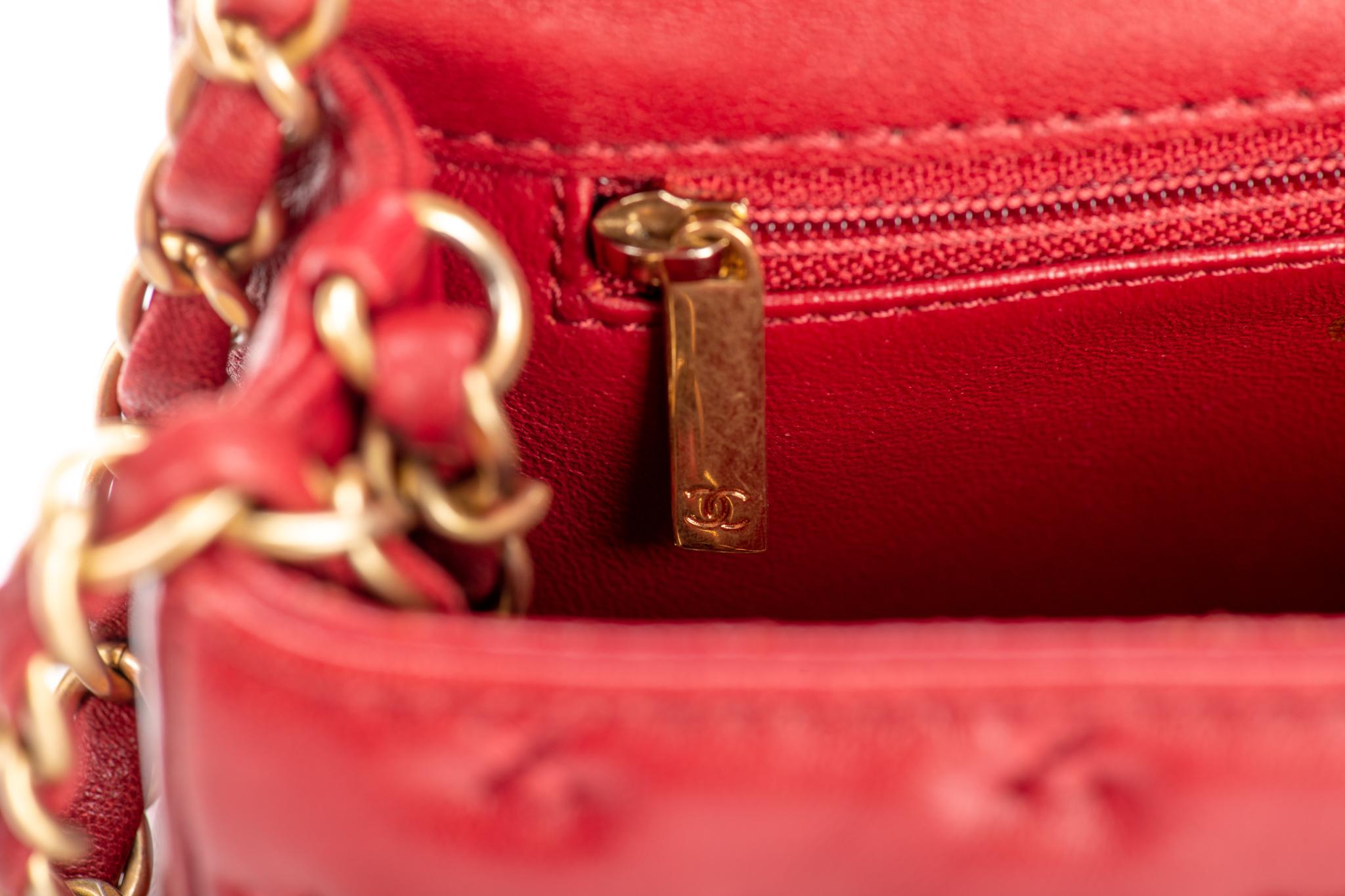 Chanel Limited Edition Red Stitched Coco Handle Bag 5