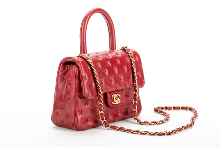 Chanel Limited Edition Red Stitched Coco Handle Bag