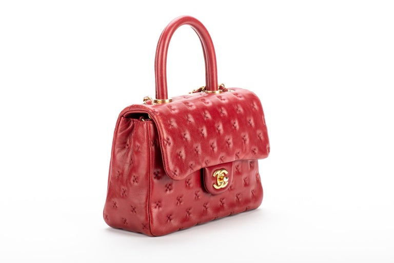 Chanel Limited Edition Red Stitched Coco Handle Bag at 1stDibs