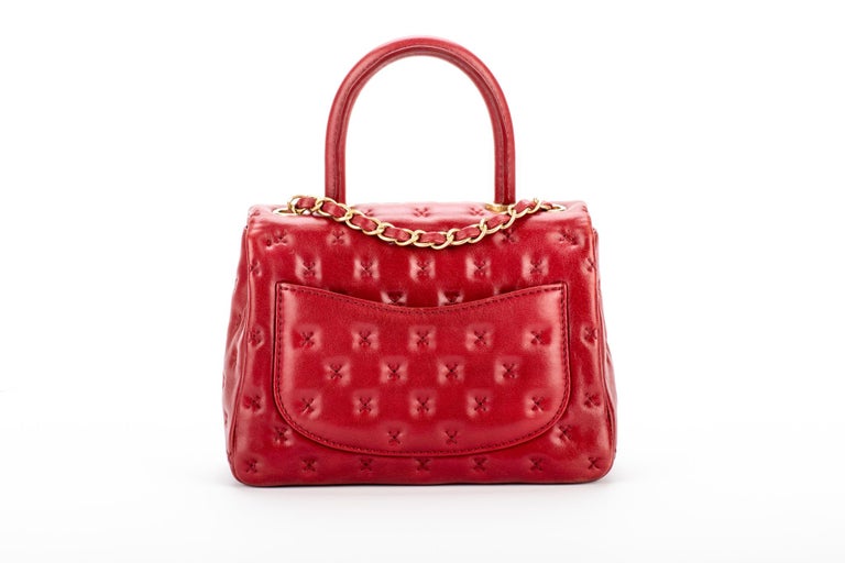 Chanel Limited Edition Red Stitched Coco Handle Bag
