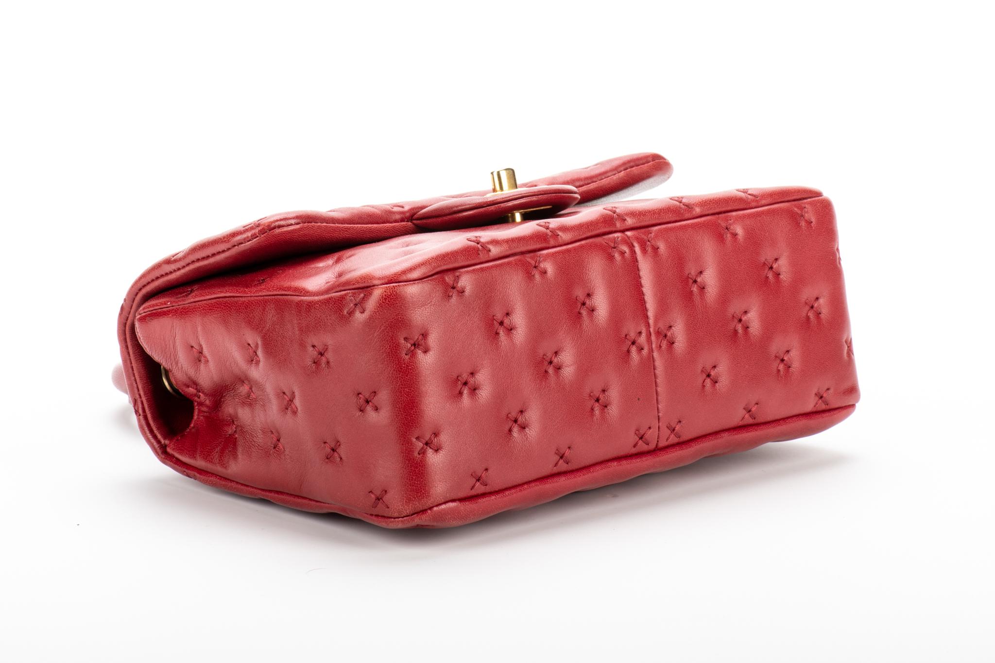 Women's Chanel Limited Edition Red Stitched Coco Handle Bag