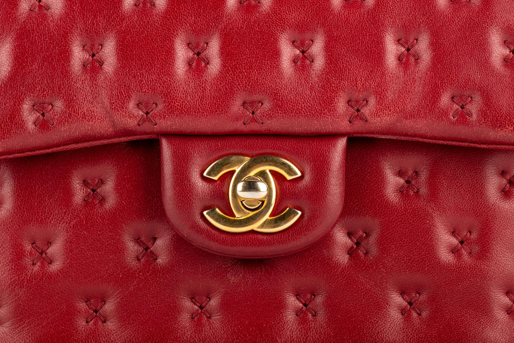 Chanel Limited Edition Red Stitched Coco Handle Bag 1
