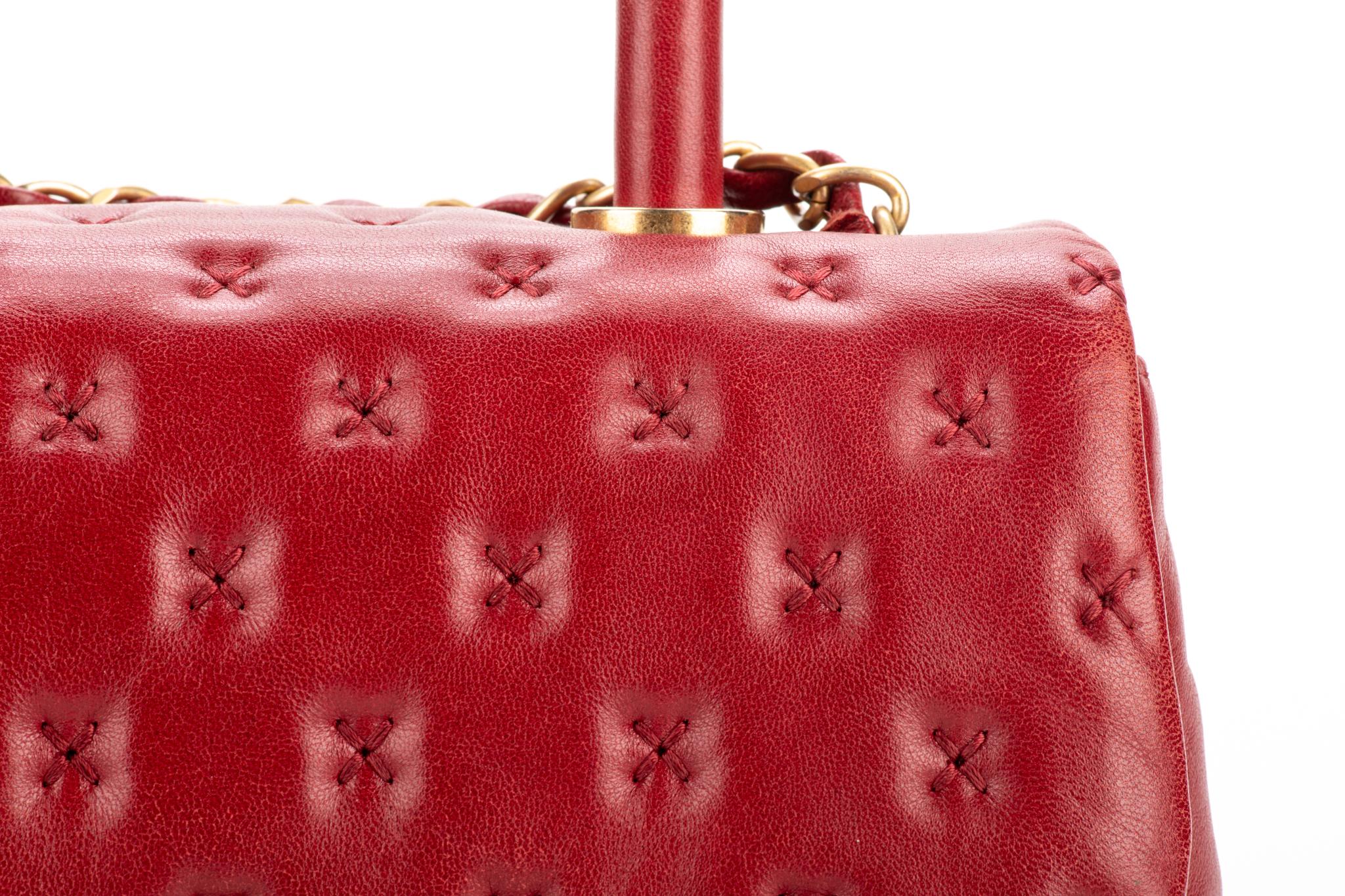Chanel Limited Edition Red Stitched Coco Handle Bag 2