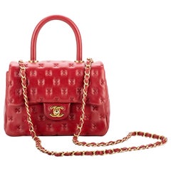 Chanel Limited Edition Rot genäht Coco Griff Tasche