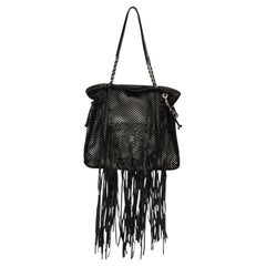 Chanel Limited Edition Resort Fringe Mesh Black Leather Large Tote Rare Soldout
