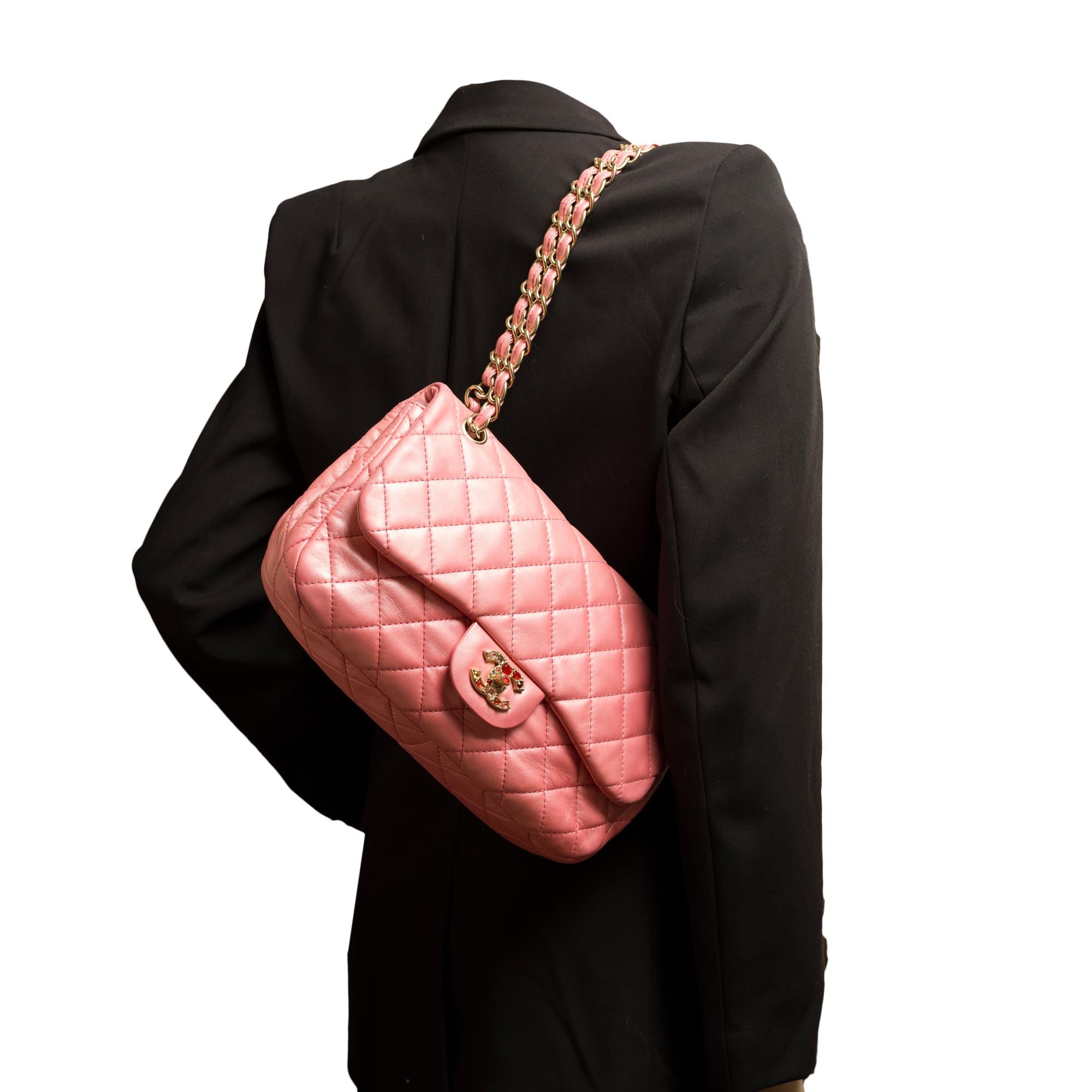 Chanel limited edition shoulder flap bag in Metallic Pink quilted leather, MGHW For Sale 6