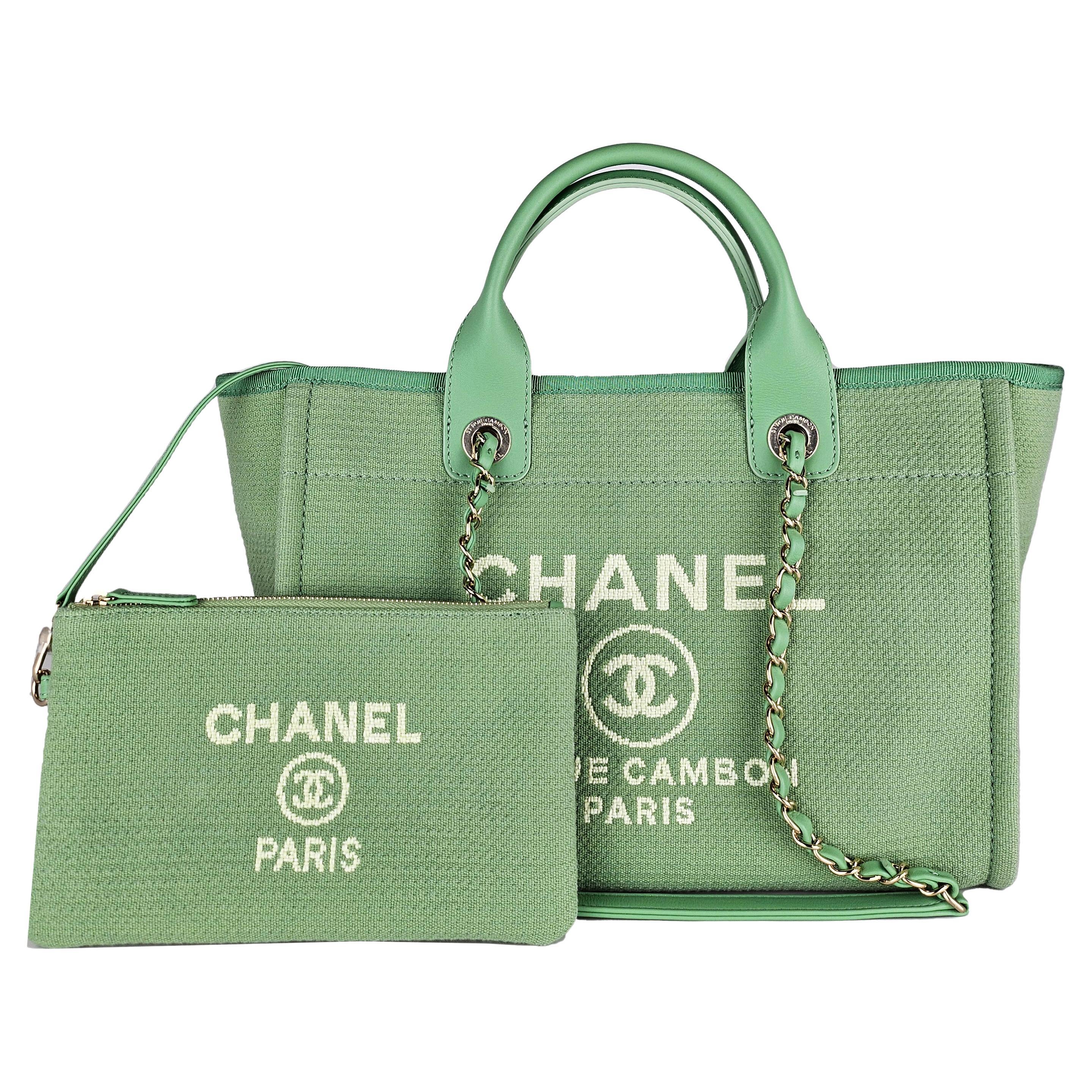 Chanel Limited Edition Small Deauville Tote Green For Sale
