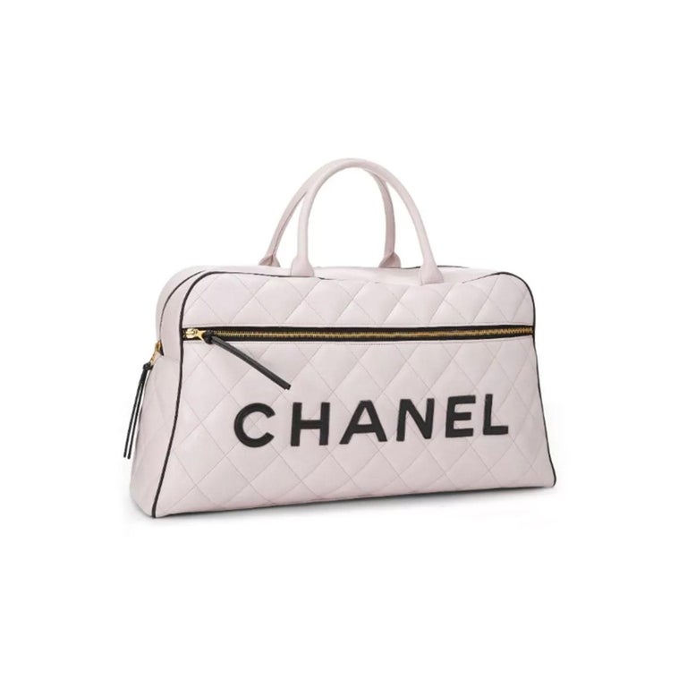 Chanel Limited Edition Vintage Bowling Bag Black and White Leather Weekend  Tote