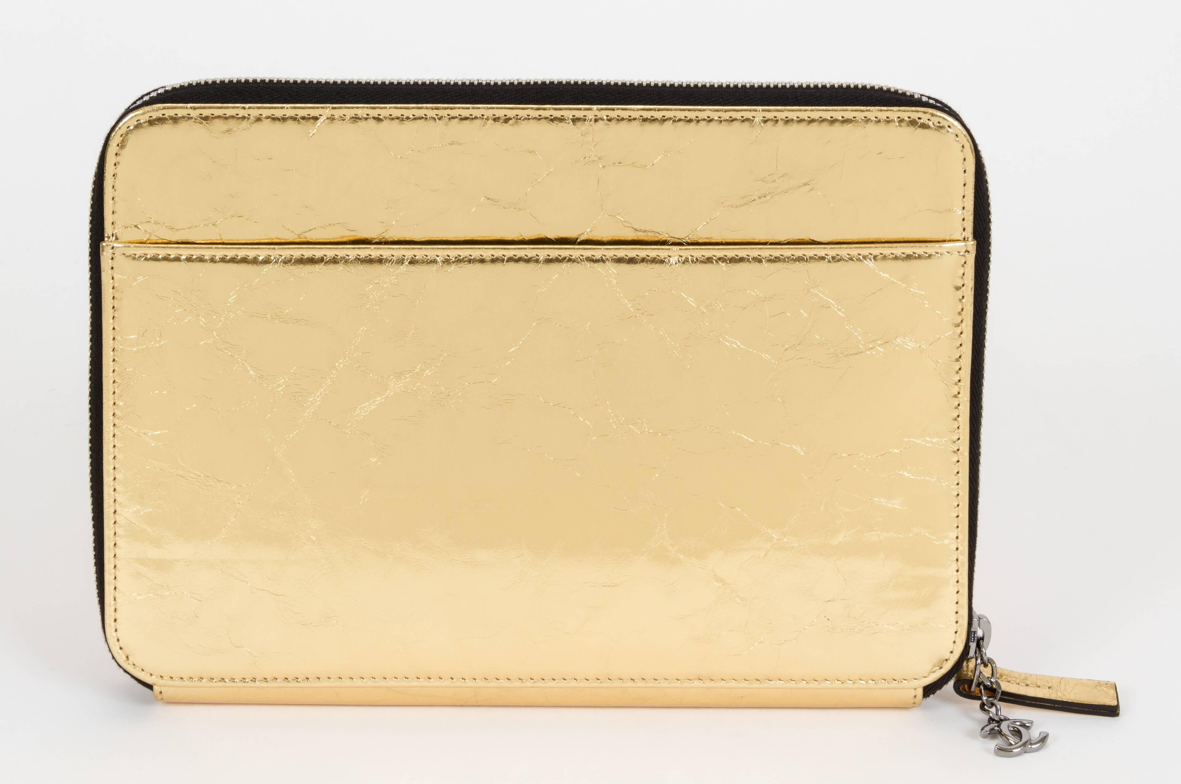 Chanel Limited Edition Votez Coco Gold Clutch In Excellent Condition For Sale In West Hollywood, CA