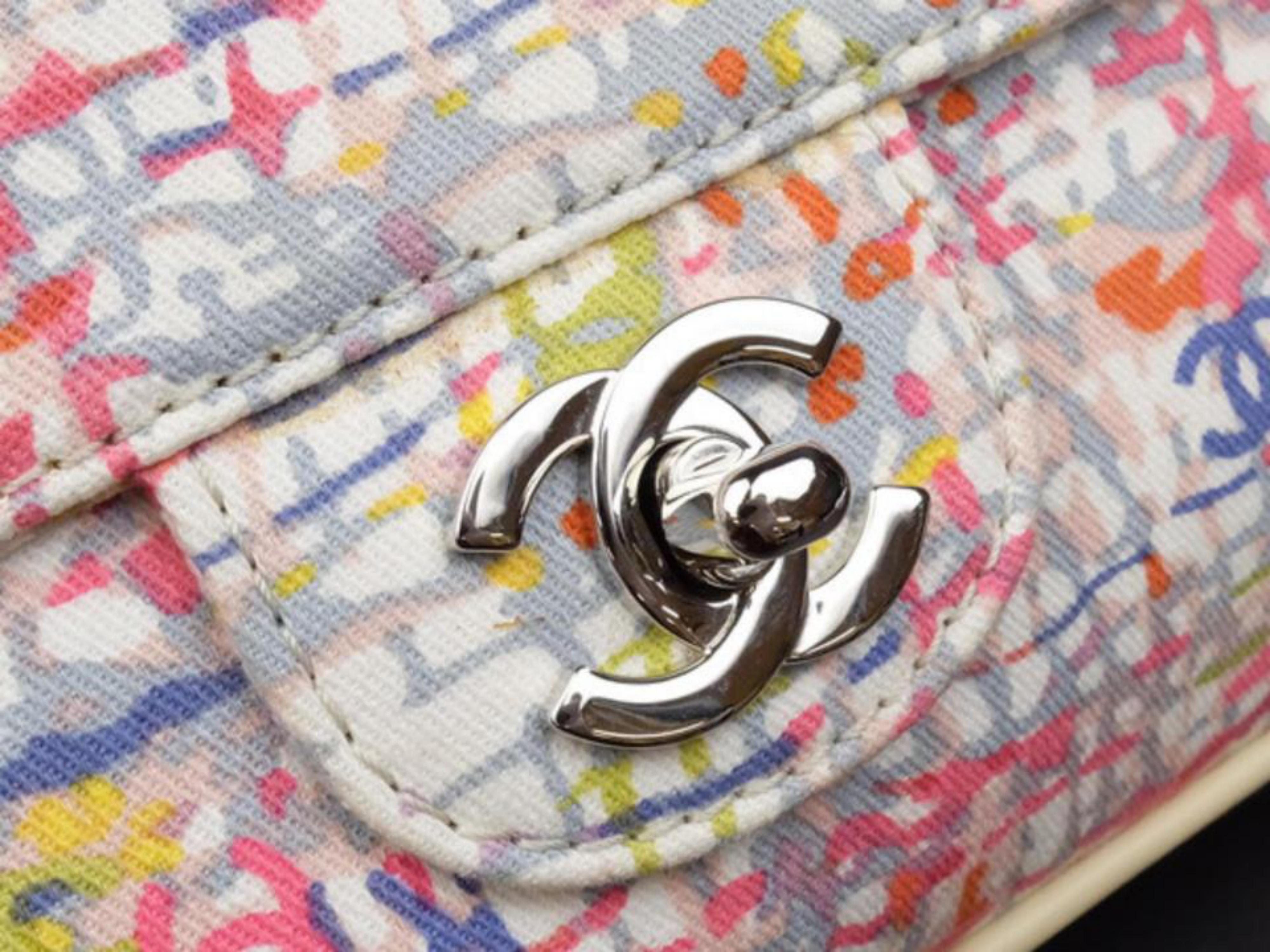 Chanel Limited Edition Watercolor Clover Charm Flap 226033 Shoulder Bag In Excellent Condition In Forest Hills, NY