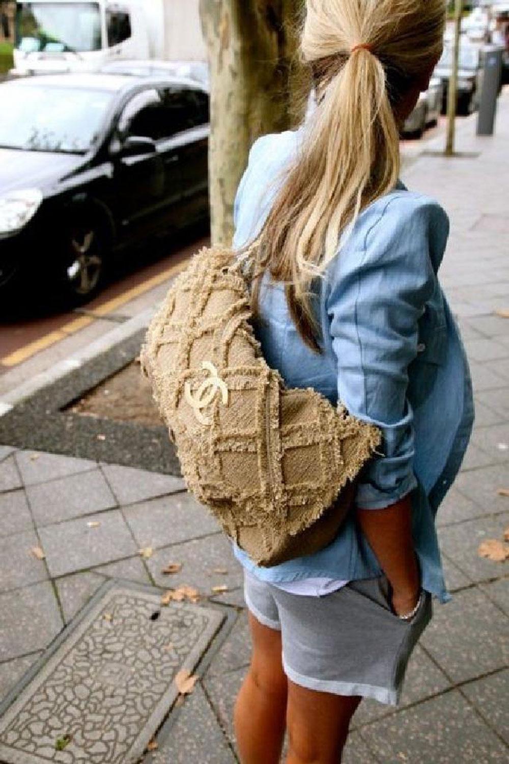 Beige Chanel Limited Edition XL Maxi Organic Tweed Woven Summer Vacation Shoulder Bag For Sale