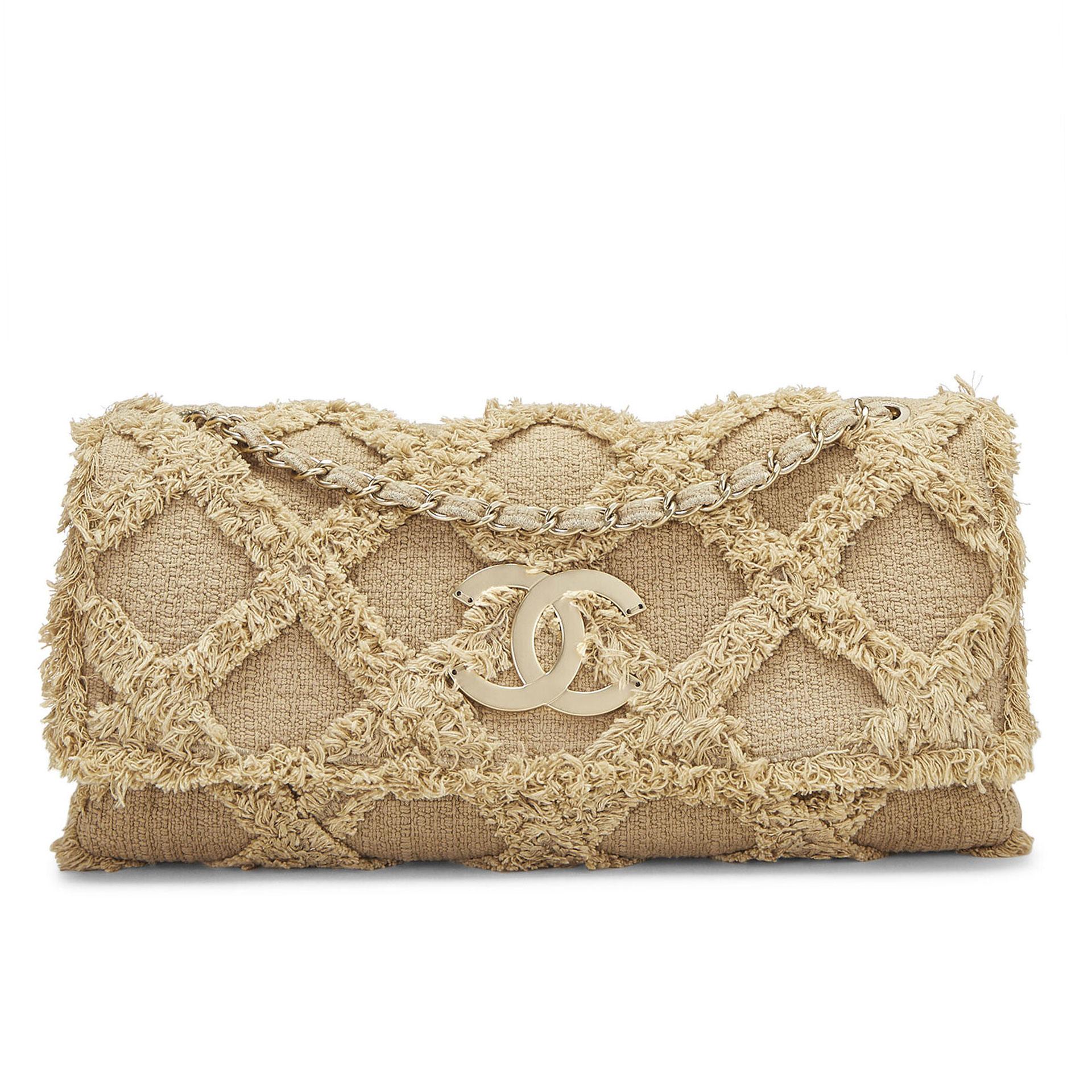 Chanel Limited Edition XL Maxi Organic Tweed Woven Summer Vacation Shoulder Bag  For Sale 4