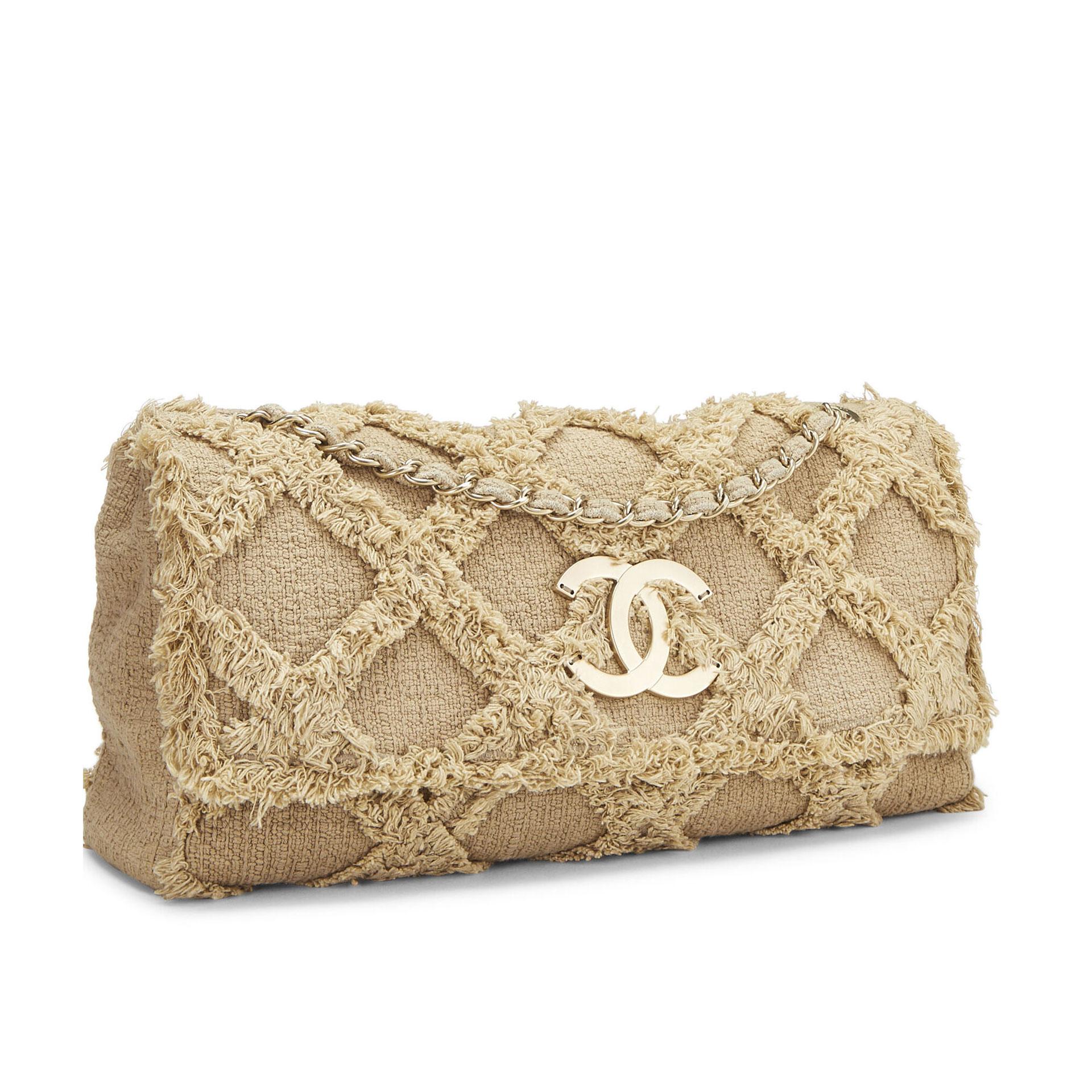 Chanel Limited Edition XL Maxi Organic Tweed Woven Summer Vacation Shoulder Bag  For Sale 5