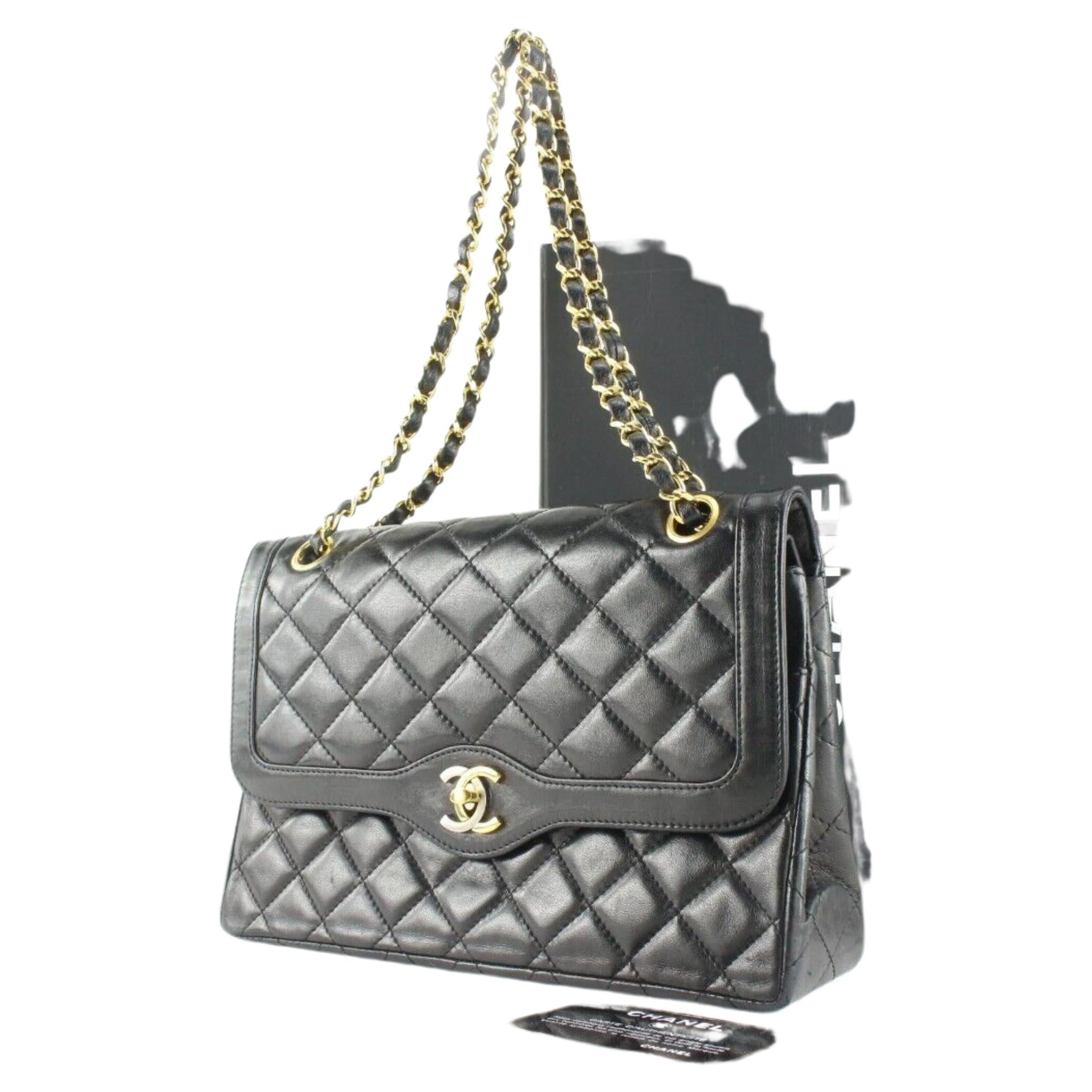 Lot - Classic CHANEL Two Toned Calfskin Leather Flap Bag