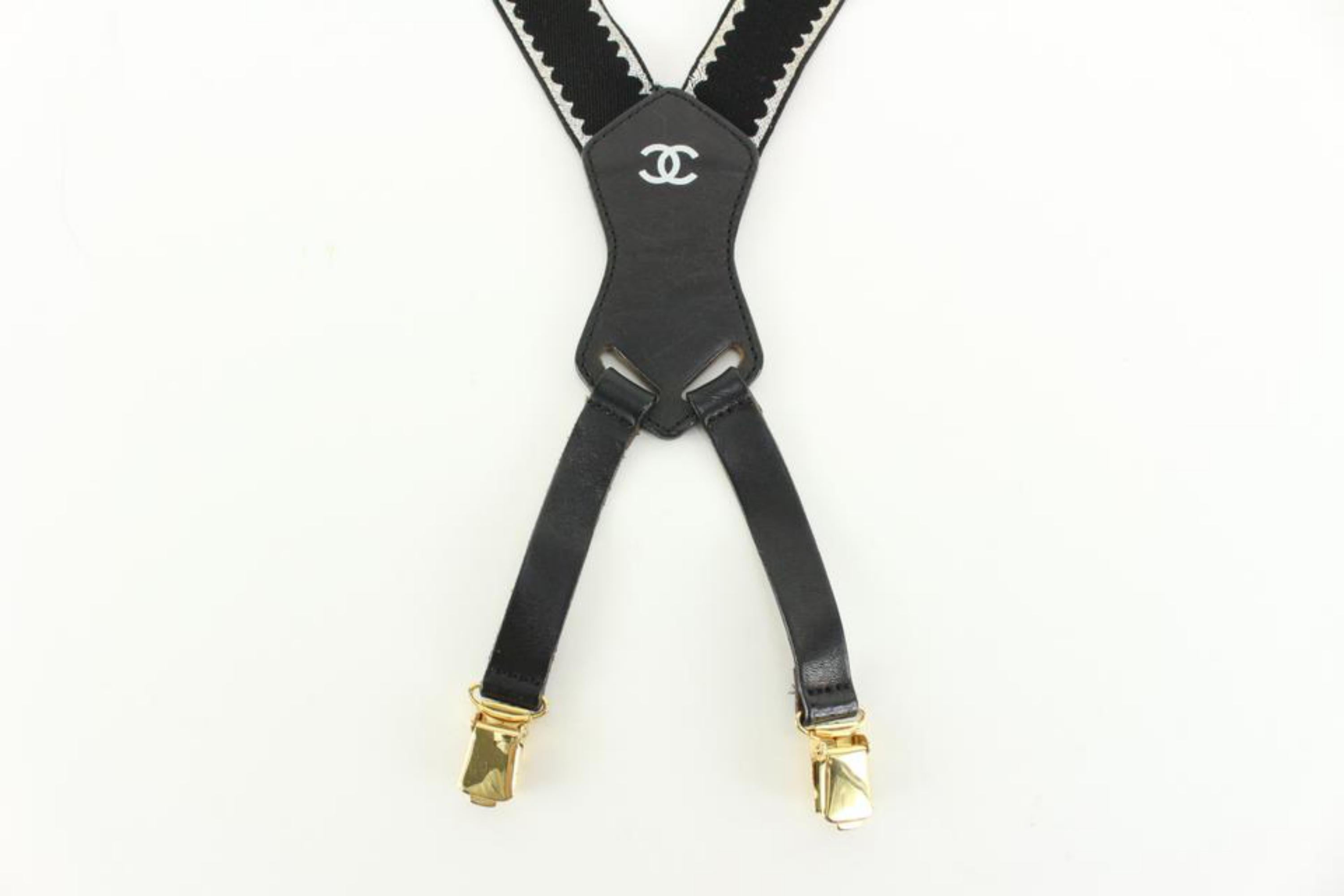Chanel Limited Runway Black CC Logo Suspenders 37cc811s For Sale 3