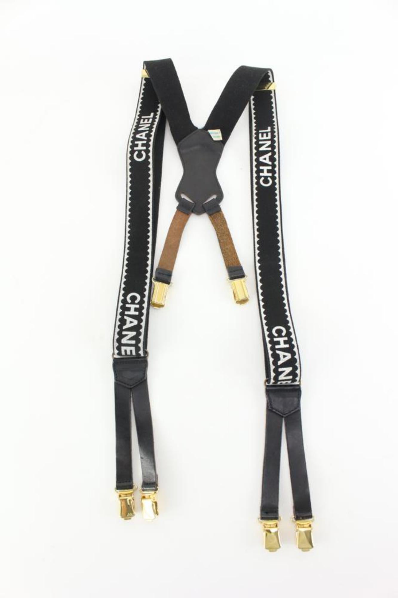 Chanel Limited Runway Black CC Logo Suspenders 37cc811s For Sale 1