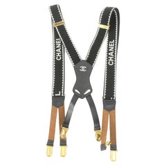 Used Chanel Limited Runway Black CC Logo Suspenders 37cc811s