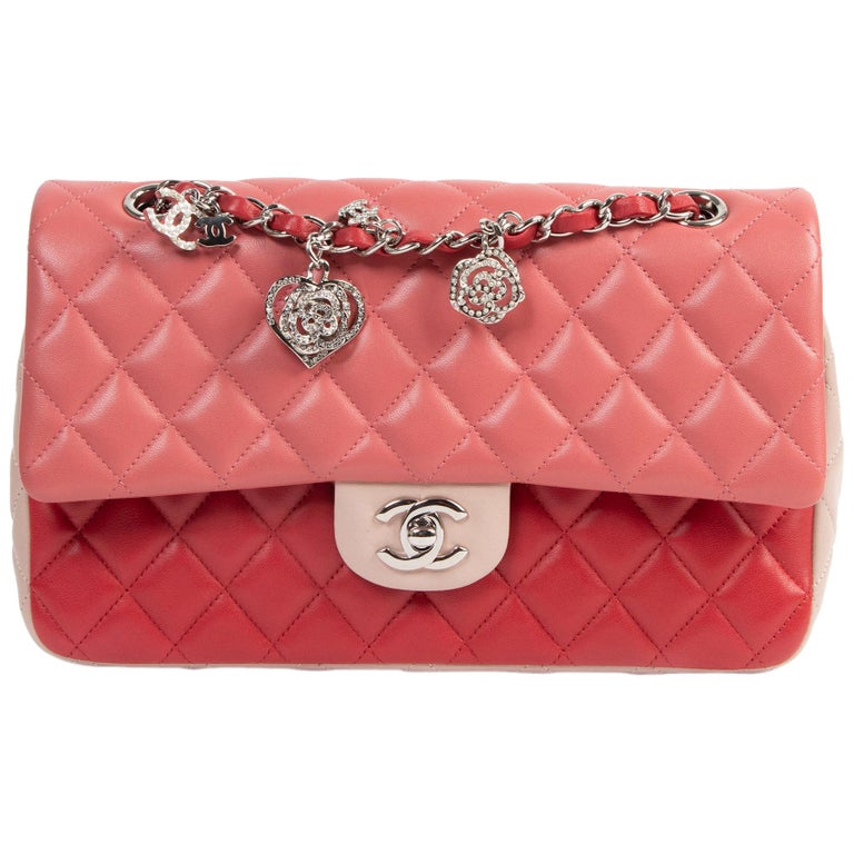 Chanel Limited Tricolor Medium Valentine Crystal Hearts Classic Flap Bag