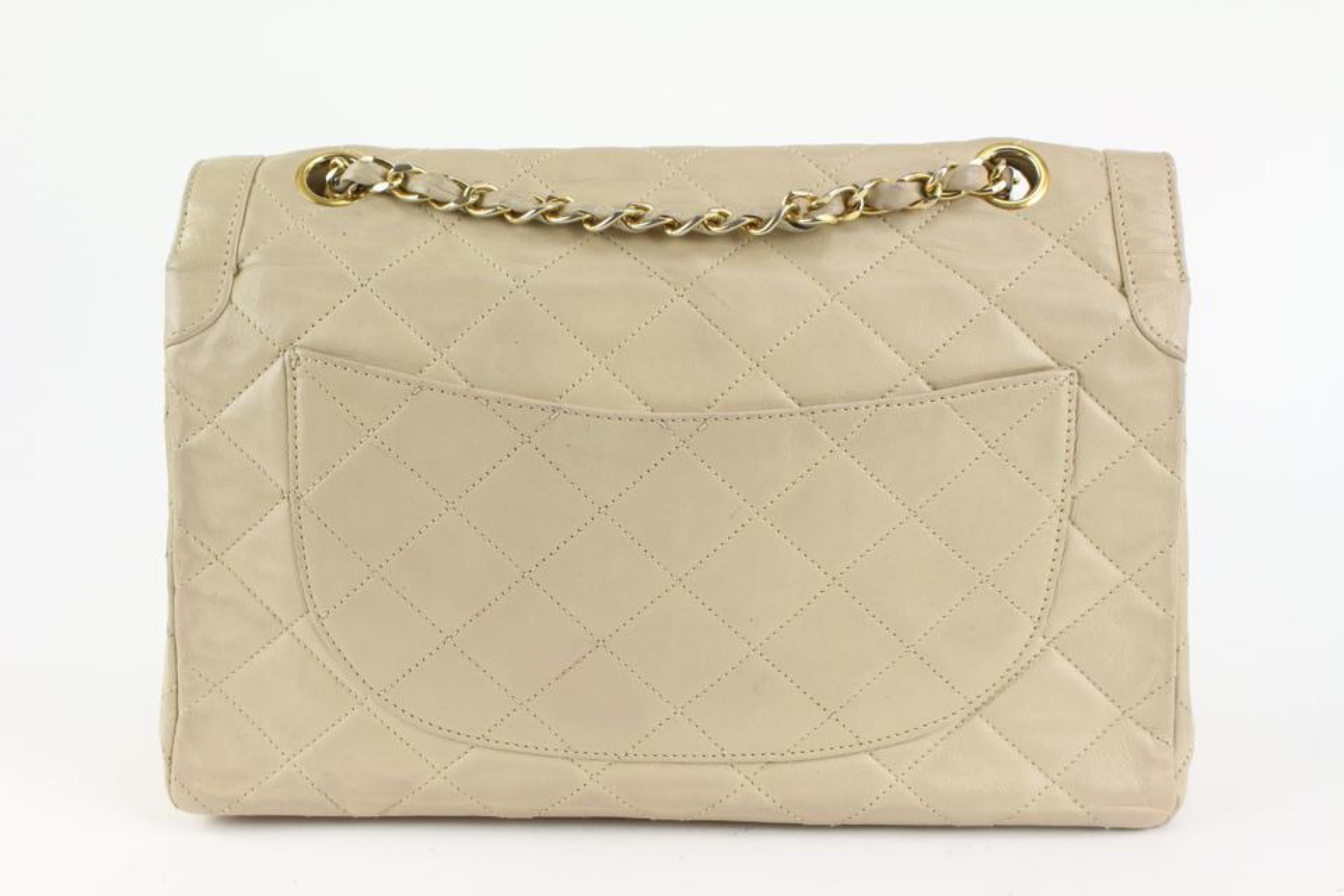 Women's Chanel Limited Two-Tone Paris Edition Beige Classic Flap 1220c43 For Sale