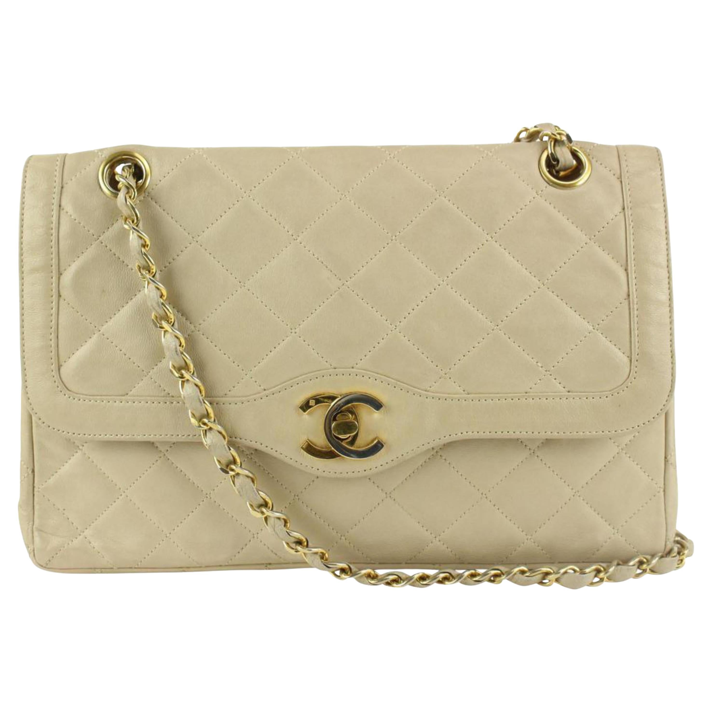 Lot - Classic CHANEL Two Toned Calfskin Leather Flap Bag