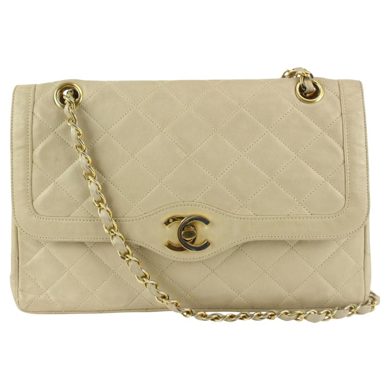 Chanel Limited Two-Tone Paris Edition Beige Classic Flap 1220c43 For Sale  at 1stDibs