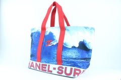 Chanel Limited XL Blue x Red Wave Surf Tote Beach Bag 112ca31