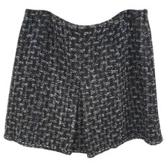 CHANEL Lined Black Grey Wool Blend Skirt