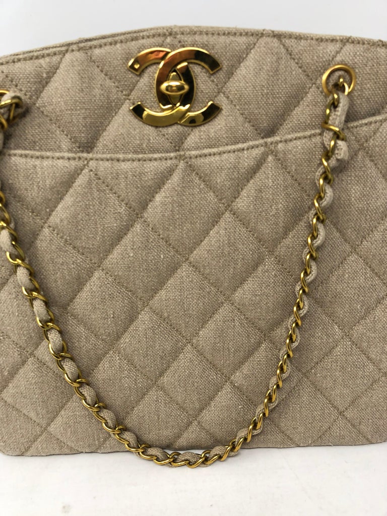 Chanel Linen Cotton Tote Bag at 1stDibs