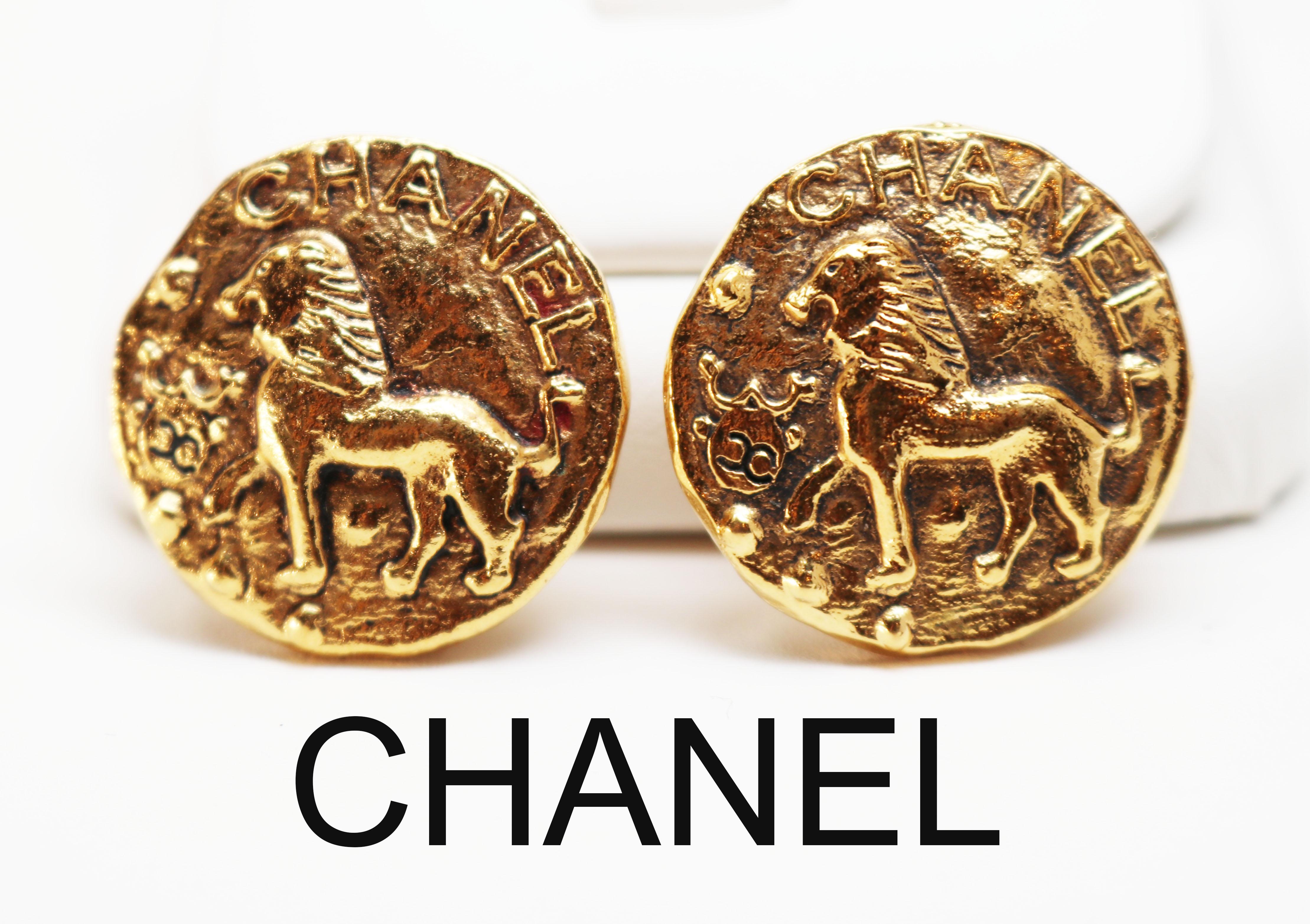 Chanel Lion Clip On Earrings For Sale 4