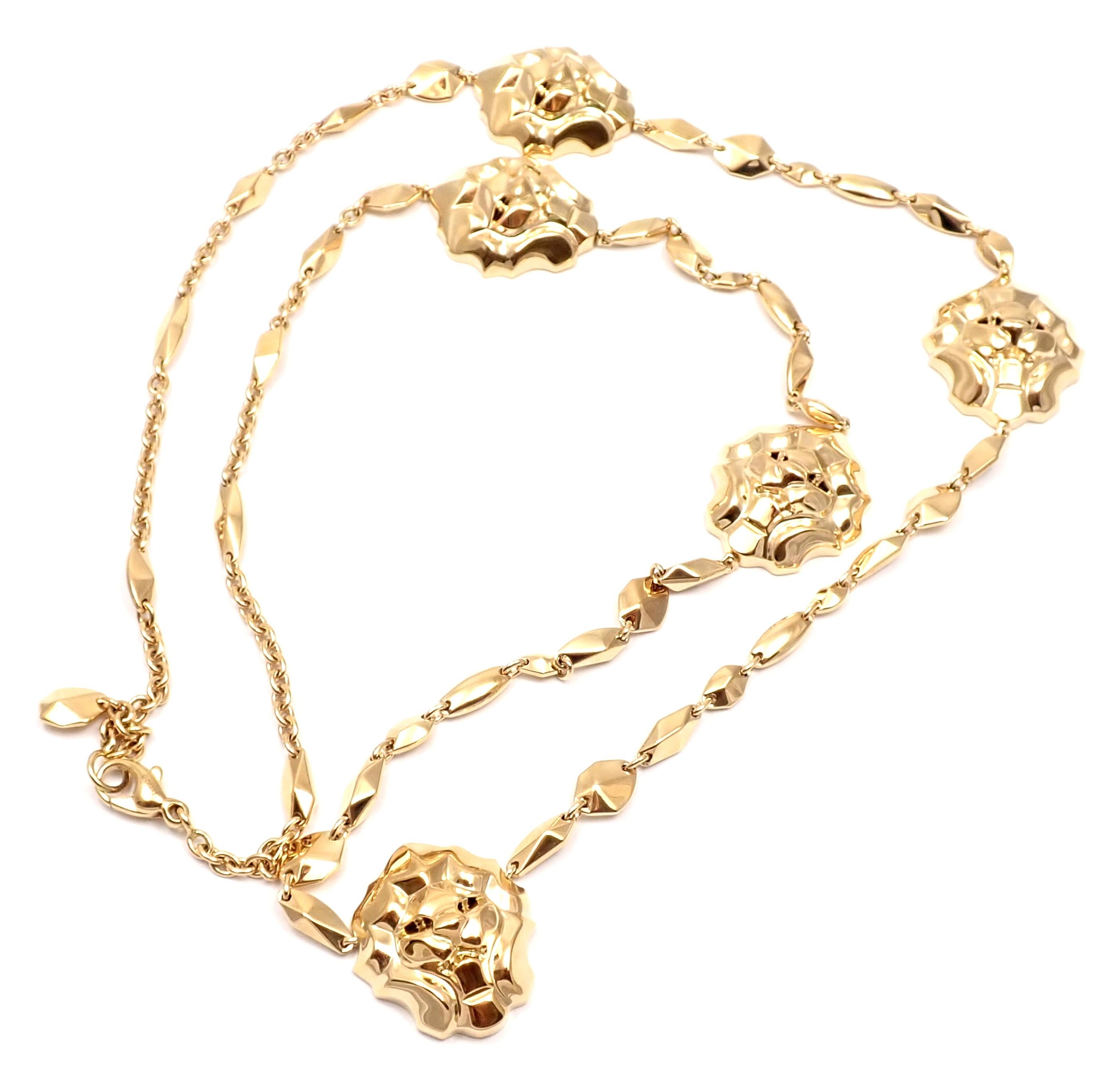 Chanel Lion Five Station Yellow Gold Link Necklace 4