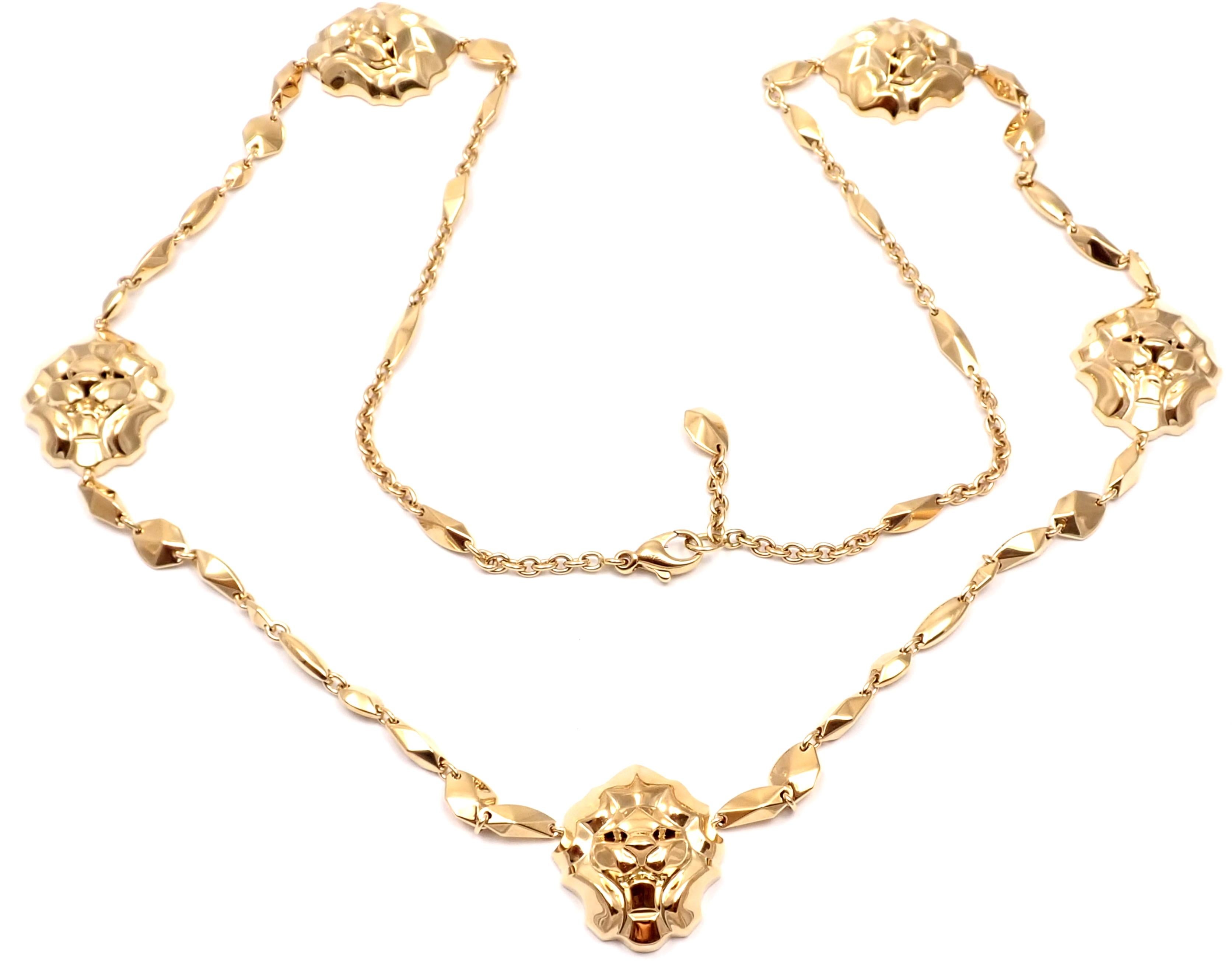 Chanel Lion Five Station Yellow Gold Link Necklace 5