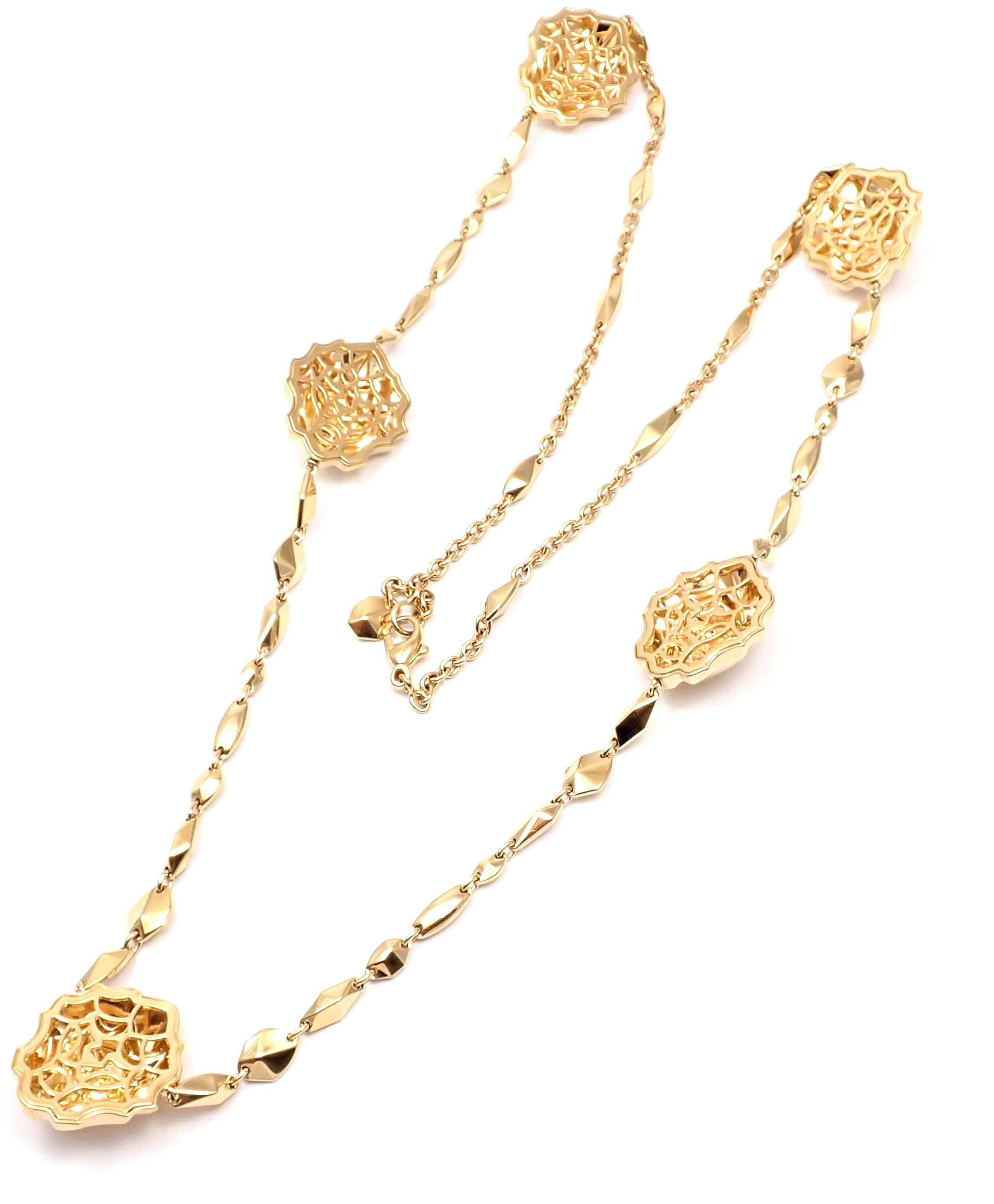 Chanel Lion Five Station Yellow Gold Link Necklace In Excellent Condition In Holland, PA