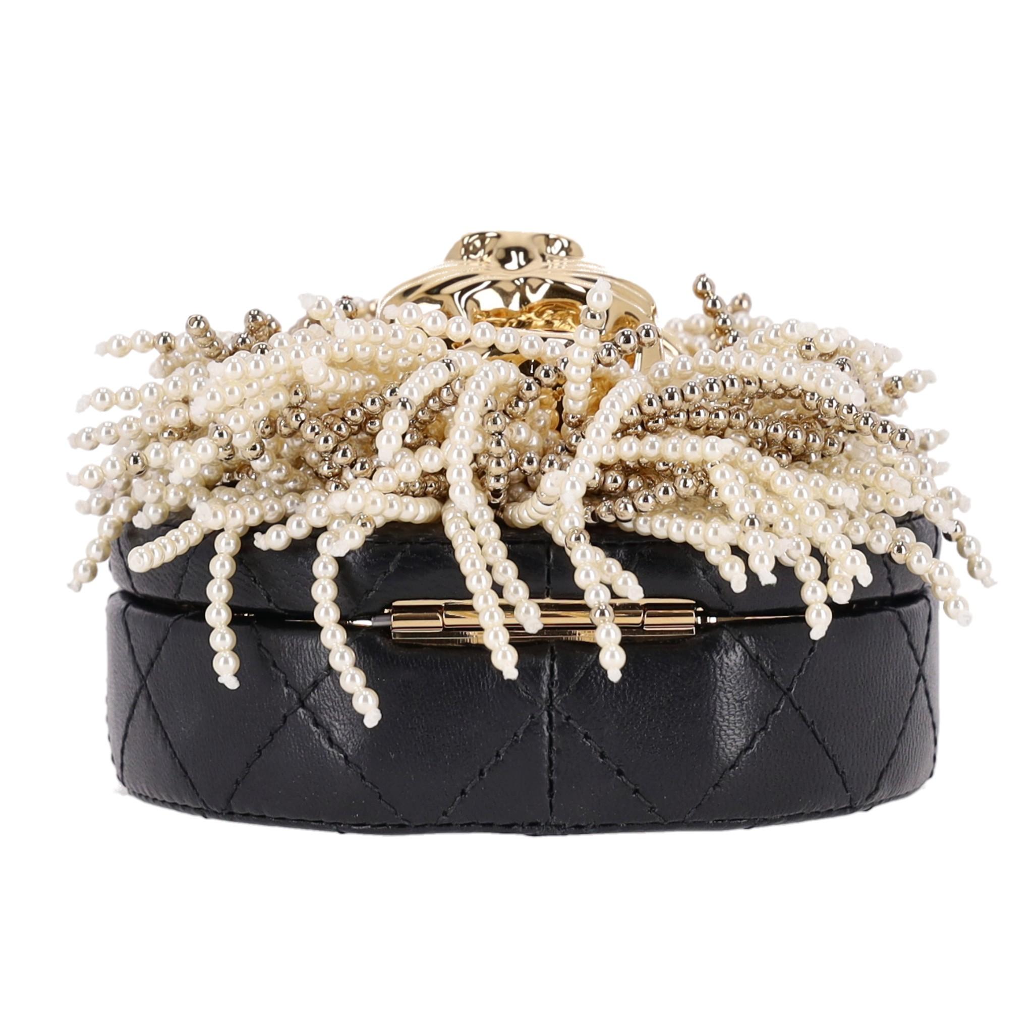 Women's Chanel Lion Head Pearl & Leather Evening Bag For Sale