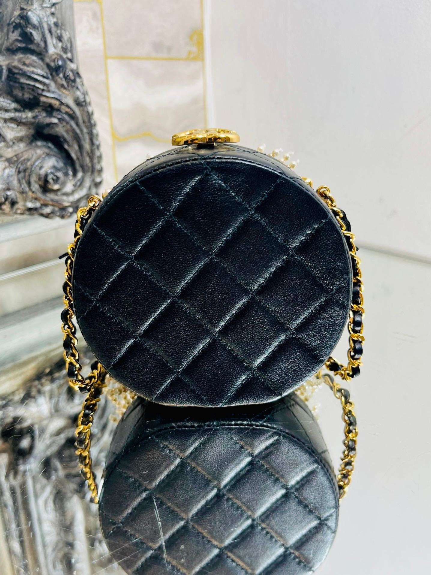  Chanel Lion Head Pearl & Leather Evening Bag For Sale 2