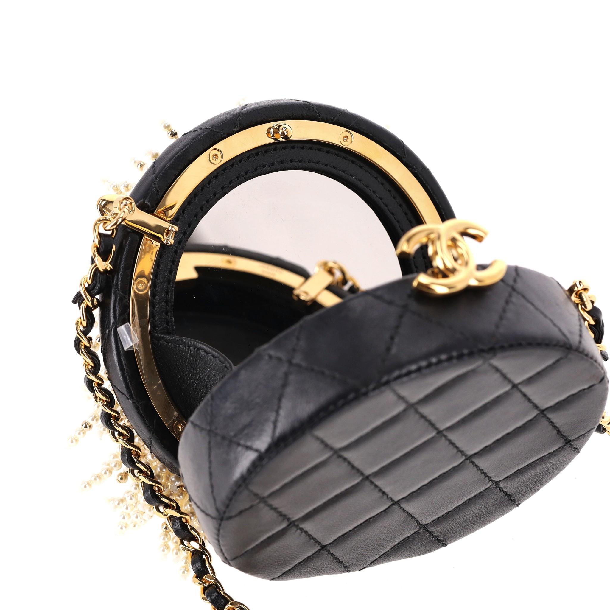 Chanel Lion Head Pearl & Leather Evening Bag For Sale 2