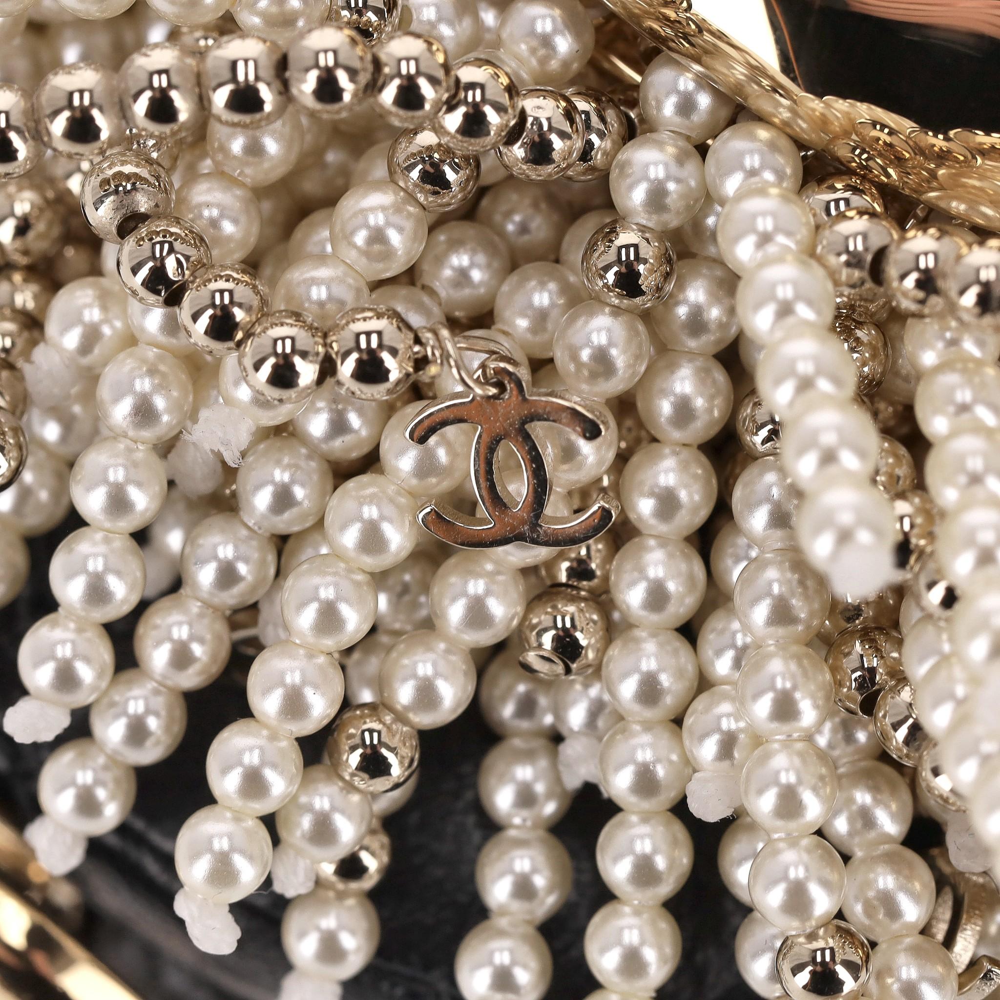 Chanel Lion Head Pearl & Leather Evening Bag For Sale 3