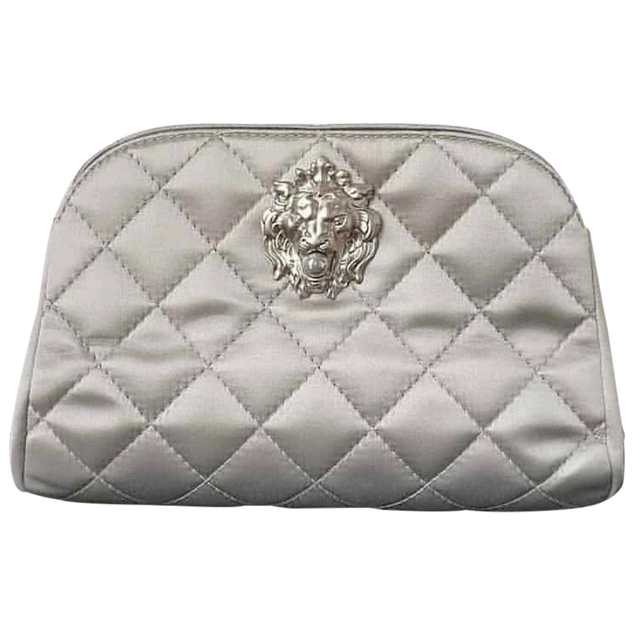 Chanel Lion Head Pearl Silver Satin Clutch at 1stDibs