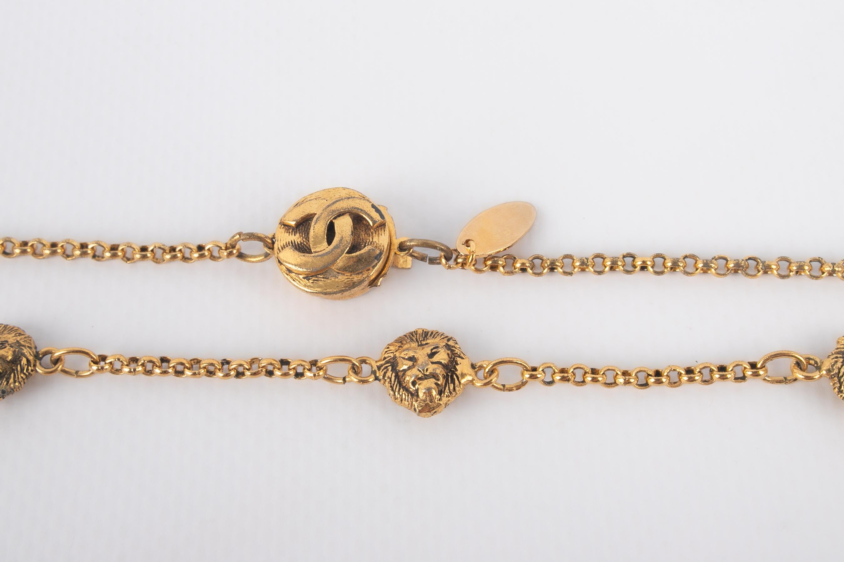 Chanel lion necklace In Good Condition For Sale In SAINT-OUEN-SUR-SEINE, FR