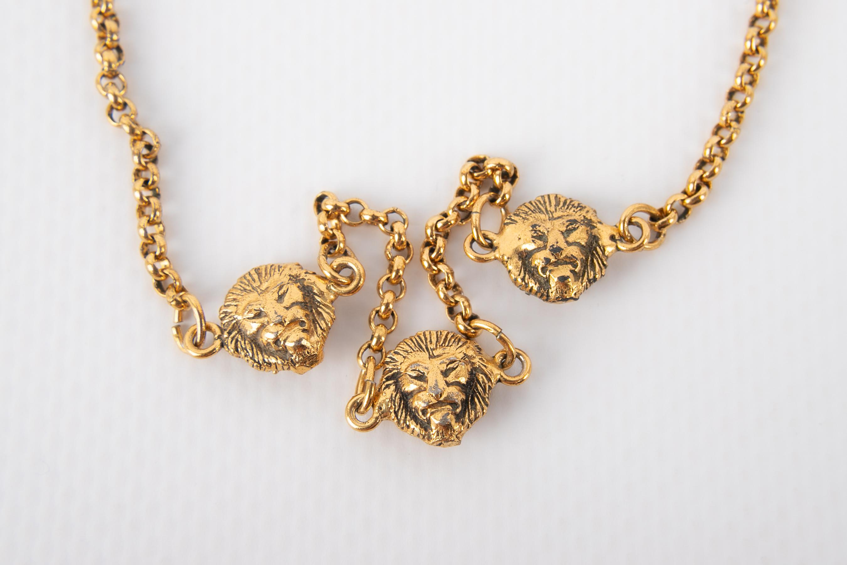 Women's Chanel lion necklace For Sale