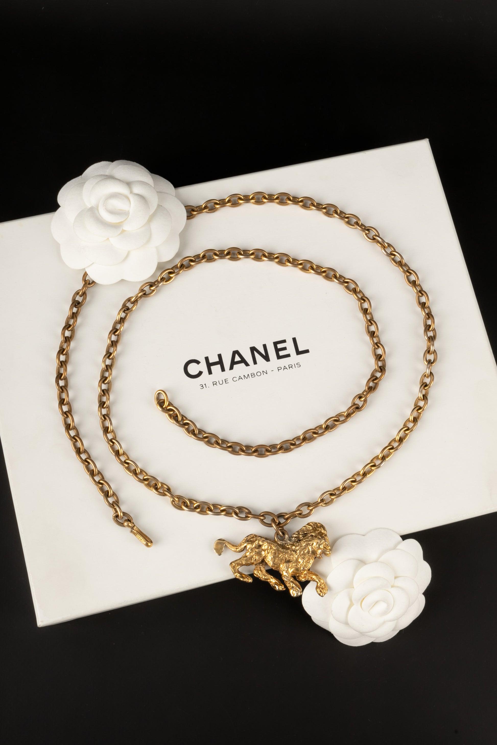 Chanel Lion Necklace Haute Couture with Lion Pendant For Sale 4