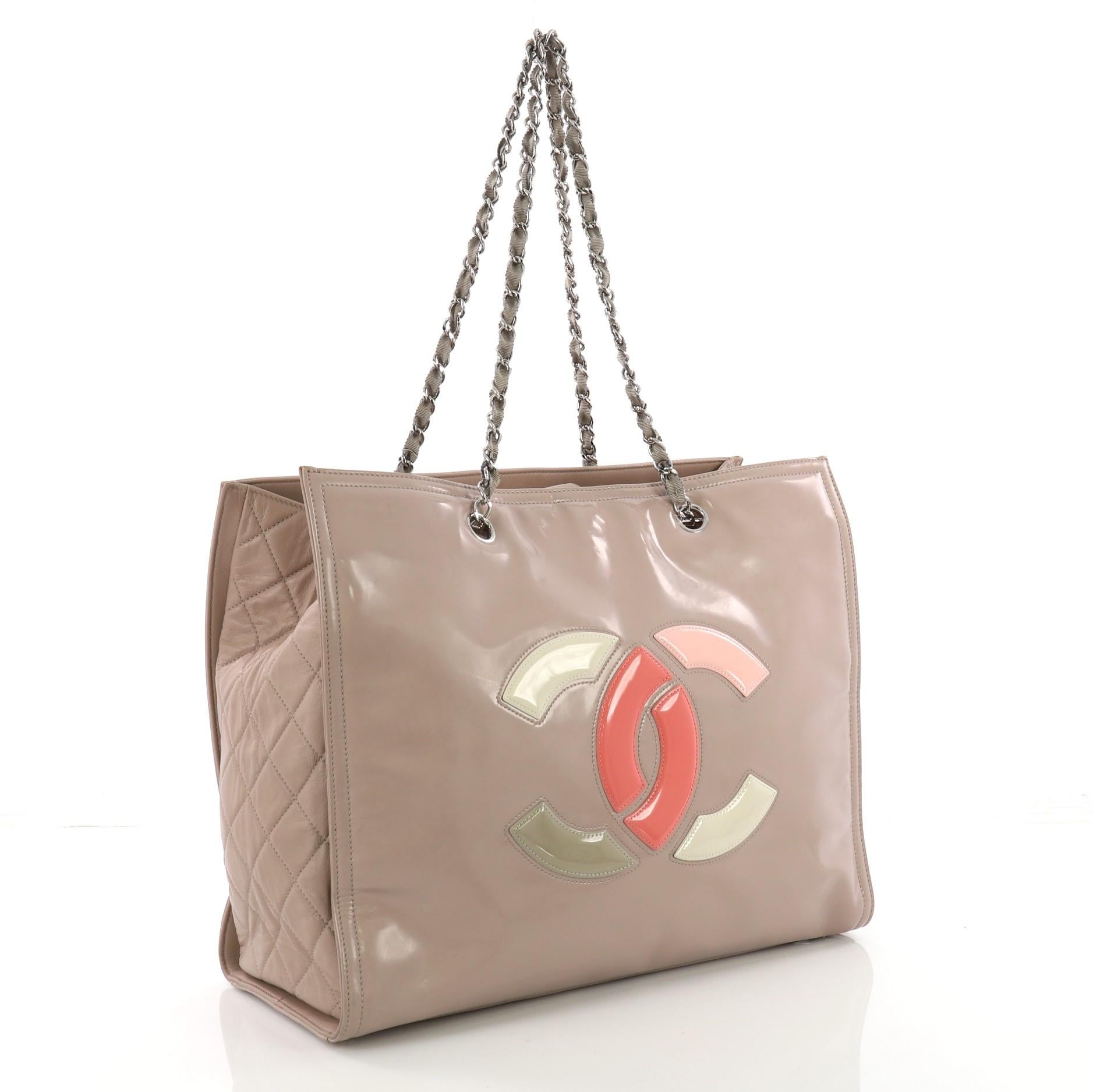 Brown Chanel Lipstick Open Tote Patent Vinyl Large