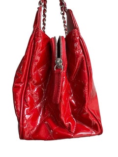 Chanel lipstick red patent leather shoulder bag